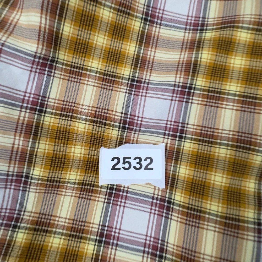Prana Button Down Shirt Mens‎ Large Yellow Plaid Slim Fit Recycled Polyester